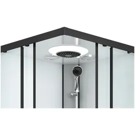 SANOTECHNIK Miami Komplettdusche mit Schiebetür 90 x 215 cm schwarz Sicherheitsglas