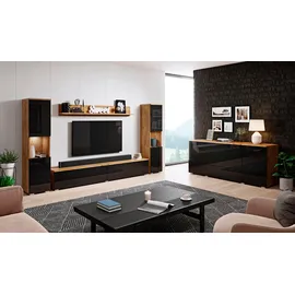 INOSIGN Wohnwand »PARIS, Vitrine Türanschlag links/rechts wechselbar« Komplett-Set, 4 Stk. tlg., schwarz