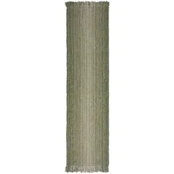 Luxus Handgewebter Teppich - Jute & Wolle Mix - `Weaver`. Farbe: Grün, 60x230 cm | Kadima Design