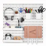 Vevor Werkzeugwand, 28 x 28 cm, 4er-Set, Kunststoff-Stecktafel-Wand-Organizer-Set mit Zubehör, für Garage, Werkzeugaufbewahrung, Küche, Wohnzimmer, Bastelraum, Büro, Badezimmer, Zuhause, weiß