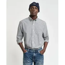 Gant für Herren. 3000130 Hemd Regular Fit schwarz gestreiftes Popeline-Hemd (L), Lässig, Baumwolle, Klassisch, Langarm