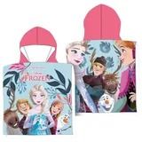 Disney Frozen Badeponcho Kinder Hoody Towel aus Microfaser Badeponcho mit Kapuze, 100x50 cm blau