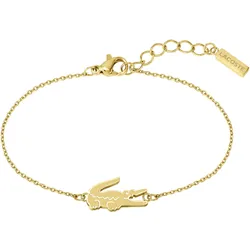 Armband LACOSTE "Schmuck Edelstahl Armband Ankerkette CROCODILE", gold (gelbgoldfarben), Armbänder, Damen, Edelstahl