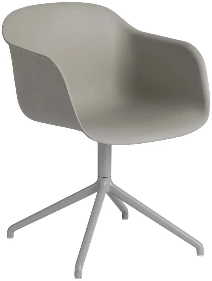 Muuto Fiber Armchair, swivel base with return, grau / grau