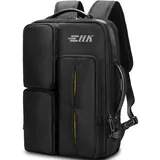 HEROIC KNIGHT Laptop Rucksack Herren Damen 15,6 Zoll Laptoptasche Wasserdichter Rucksack Groß Reiserucksack Handgepäck Rucksack Business Rucksack mit USB-Ladenanschluss für Arbeit Uni Reisen-Schwarz