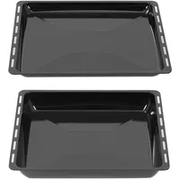 ICQN 455 x 375 mm 2er Backblech Set, 30 und 60 mm Extra Tiefe, Passend für Bosch, Siemens, Constructa, Flavel, Emailliert, Fettpfann...