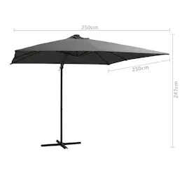 vidaXL Ampelschirm mit LED-Leuchten 250 x 250 cm anthrazit
