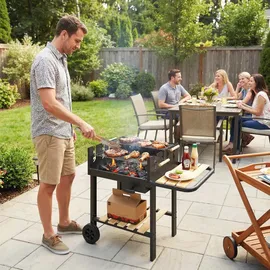 Outsunny Holzkohlegrill Grillwagen schwarz