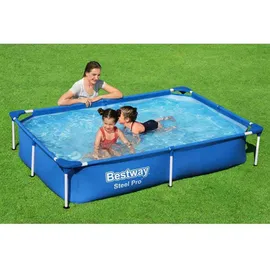 BESTWAY Steel Pro Frame Pool 221 x 150 x 43 cm inkl. Filterpumpe und Reparaturset