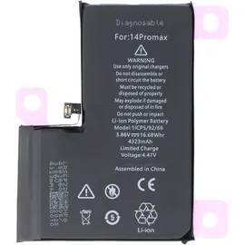 AccuCell Akku passend für Apple iPhone 14 Pro Max, diagnostizierbar, Li-Polymer, 3,86V, 4323mAh, 16,68Wh, ohne Werkzeug