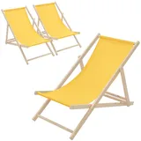 ECD Germany Liegestuhl 3er Set klappbar 57,5 x 83 x 100 cm Gelb