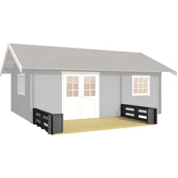 Terrasse LASITA MAJA "CAROLINE", grau (carbongrau), B:365cm H:57cm T:200cm, Holz, Gartenhaus-Terrassen, inkl. Fußbodenbretter zum Verlegen