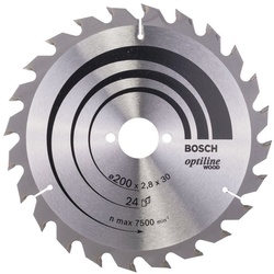 BOSCH Kreissägeblatt, Optiline Wood für Handkreissägen 24Z – 200 x 30 x 2,8 mm