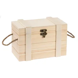 Glorex  GLOREX Schatztruhe mit Griffen Holz Verschluss, 21x11x11.5cm