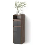 livinity® Midischrank Savuto 30,2 x 96,3 cm Anthrazit Hochglanz/Nussbaum