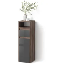 livinity® Midischrank Savuto 30,2 x 96,3 cm Anthrazit Hochglanz/Nussbaum