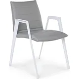 Natur24 Gartenstuhl 2er Set 57 x 65 x 84 cm weiß mit Quick-Dry Polster grau