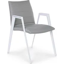 Natur24 Gartenstuhl 2er Set 57 x 65 x 84 cm weiß mit Quick-Dry Polster grau