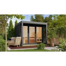 Karibu 38 mm Saunahaus Ares 3 Anthrazit/Graualuminium ohne Ofen