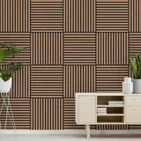 Bilderwelten Akustikpaneel Eiche Dunkel 4 Stk. 52x52 cm Holzpaneel Holzwand Holzverkleidung 3D Akustik Platte Schallabsorber Wand Panel Schlafzimmer