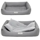 HOUND & NATURE | Öko Hundebett Luzern | Weich/Soft | Gr. XXL für Sehr Große Hunde - Kuscheliges, Flauschiges Hundebett Waschbar mit Wende - Liegekissen (XXL - 125x95 cm, Hellgrau)