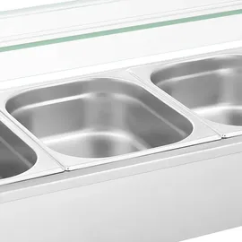 Royal Catering Bain Marie - 4 x GN-1/2- Behälter - Ablasshahn - Glasschutz