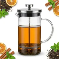 Kolben-teekanne, 800 Ml, Silbernes Glas, Für Kaffee Und Tee, Ø 9 Cm