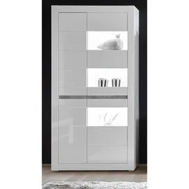 furn.design Vitrine Nobile 100 x 35 x 198 cm Weiß/Grau