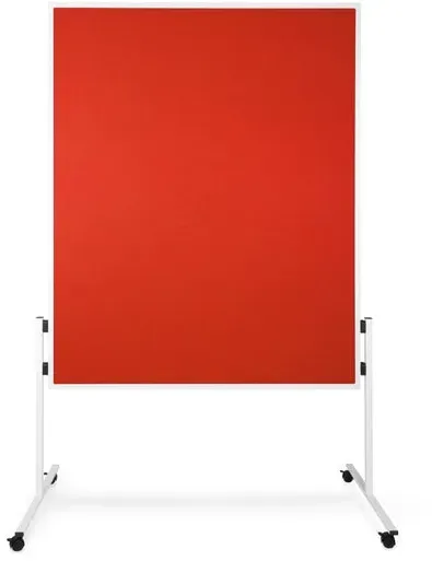 KARAT Moderationstafel Einteilig mit Filzbezug - Rollen mit Feststellbremsen / 120 x 150 cm, Rot