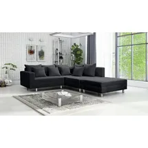 Küchen-Preisbombe Wohnlandschaft Sofa Couch Ecksofa Eckcouch Cordstoff Graphite + Hocker Minsk R