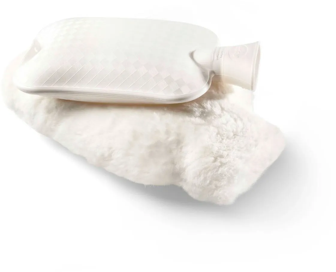Fellhof Wärmflasche mit Lammfellbezug creme 26x18 cm - beige