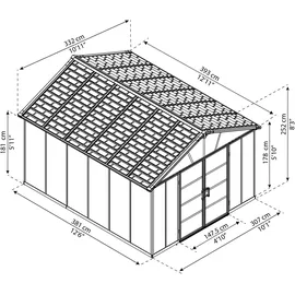 CANOPIA Gerätehaus Yukon 3,95 x 3,32 x 2,52 m grau