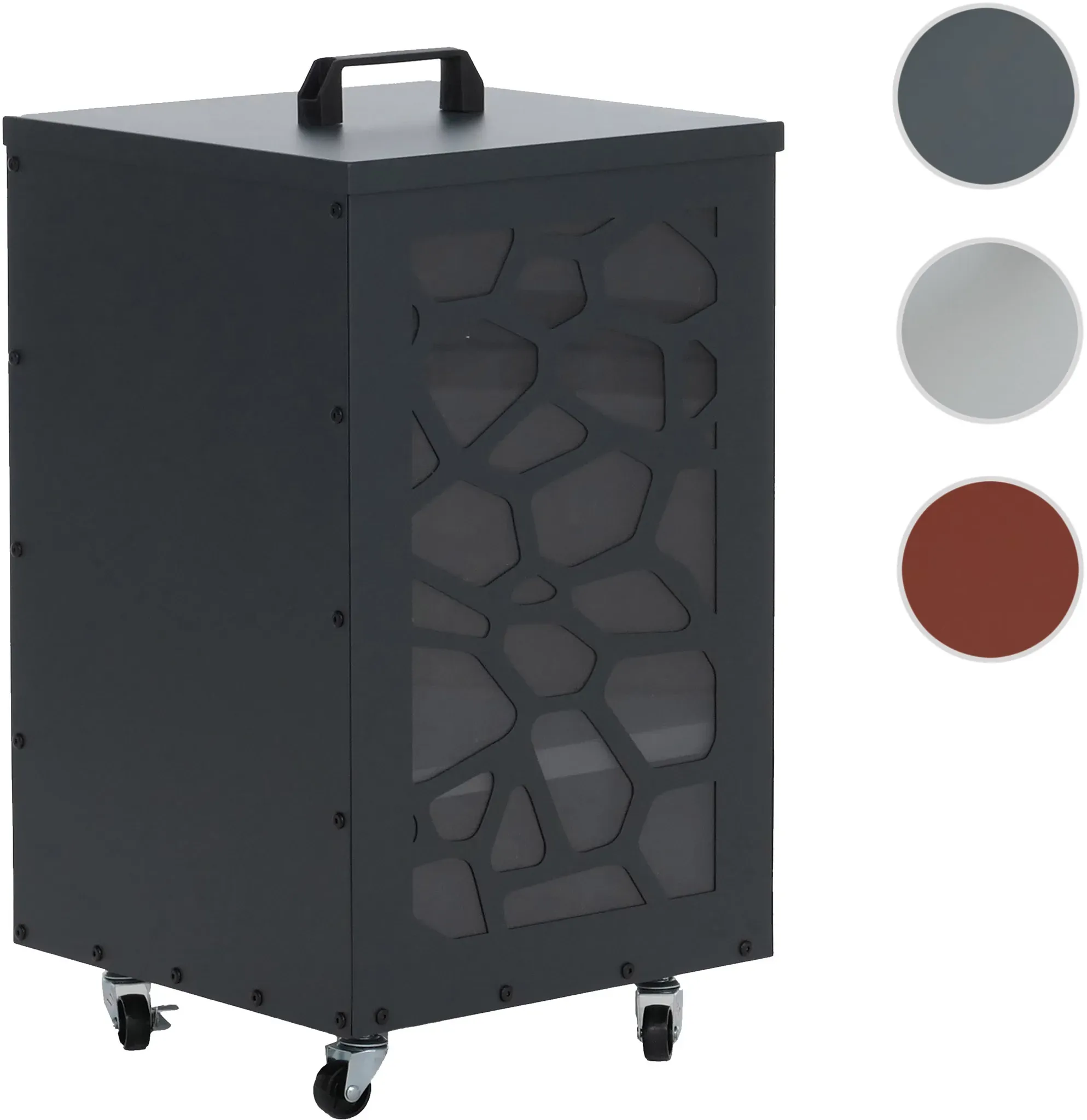 Pelletbehälter HWC-Q30 Waben, Pelletbox Aufbewahrungsbox für z.B. Tierfutter, Rollen Füße 64x36x36cm ~ anthrazit