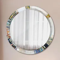 Tulup Spiegel, Perlmutt, Glas, Rund, 90x90x0.4 cm, Spiegel, Wandspiegel