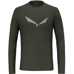 SALEWA Herren Shirt SOLIDLOGO DRY M L/S TEE, dark olive, M