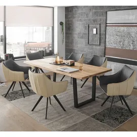 Lomadox Esstisch 220x100cm, Eiche massiv geölt mit Baumkante, NEWBURGH-119 - Braun