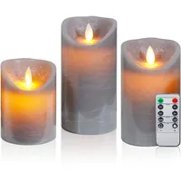 CCLIFE LED Kerzen Echtwachs 3er Set mit Fernbedienung Timer Funktion Echtwachs flammenlose Batteriebetrieb