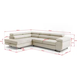 storez24 Eckcouch Textil 3-Sitzer Beige
