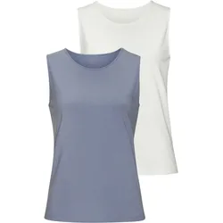 Tanktop LASCANA "aus elastischer Baumwoll-Modal-Qualität", Damen, Gr. 48/50, blau (hellblau, creme), Single Jersey, Obermaterial: 50% Baumwolle, 45% Modal (TENCEL), 5% Elasthan, unifarben, Basic, bequem, Rundhals, ohne Ärmel, Tops