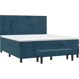vidaXL Boxspringbett mit Matratze Dunkelblau 180x200 cm Samt