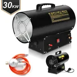 Jiubiaz 30KW Gasheizgebläse Gasheizer für Gasflasche Gasdruckregler Bauheizer 700mbar Gasheizgerät Heizkanone - Schwarz