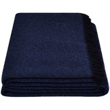 Zoeppritz Must Relax-Decke – Wolldecke – hochwertiges Plaid aus reiner Schurwolle mit Fransen – 130x190 cm – 590 navy – von ’zoeppritz since 1828’