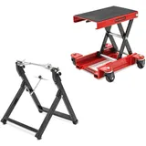 Set Hebebühne Rangierhilfe ConStands Mini-Lift Mover bis 500 kg rot mit Wuchtbock schwarz