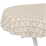 ANRO Tischdecke Wachstuchtischdecke abwaschbar Herz Tischwäsche Gartentischdecke (Einzelstück 1-tlg), wasserabweisend pflegeleicht Shabby Chic Beige Oval 200x140cm beige Oval | 140 cm x 200 cm