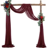 Surwin Hochzeit Vorhang Hochzeitsbogen, Elegant Chiffon Stoff Querbehang Deko Gardinen Vorhang Tüll Vorhänge Hochzeitsbögen für Fotografie Party Hochzeit Zeremonie (Dunkelrot,75x1000cm(33FT))
