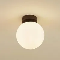 LUCANDE Deckenlampe Bidolo, schwarz, Glas, Ø 15 cm, IP44