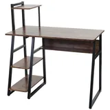 PROREGAL® Schreibtisch Schreibtisch mit Regal 102x100x50cm Metall MDF Braun Laptoptisch