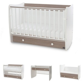 Lorelli Babybett Dream 70 x 140 cm umbaubar Kinderbett Schaukelbett Schreibtisch braun weiß