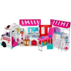 Puppen Fahrzeug BARBIE "Krankenwagen 2-in-1 Spielset", weiß, Puppenausstattungen, Kinder, Kunststoff, mit Licht und Geräuschen