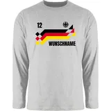 Langarmshirt Herren Langarm Shirt - 2026 Fussball WM Fanartikel - Deutschland Trikot mit Name und Nummer Germany - 3XL - Grau meliert - em 2024 Bekleidung fußball German fußball. deutsche - 3XL